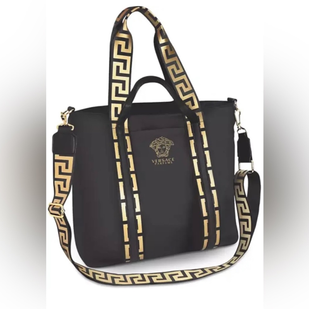 Versace Parfum Medusa Tote Shopping Travel Gym Work Shoulder Bag Black /…
